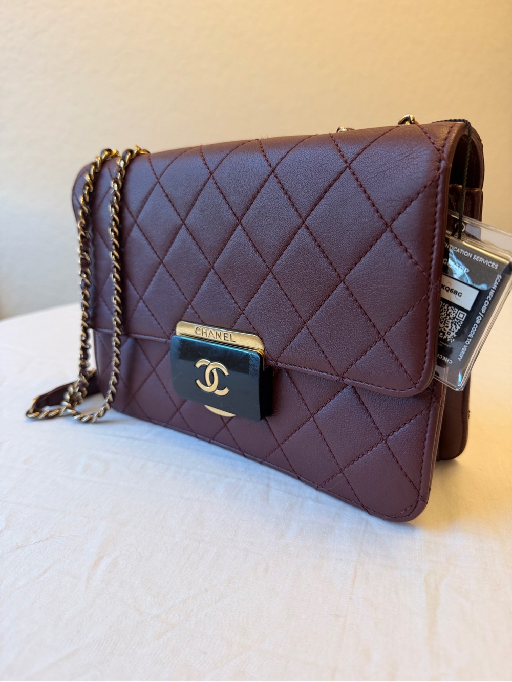 Chanel Beauty Lock Quilted Flap Bag Burgundy Lambskin